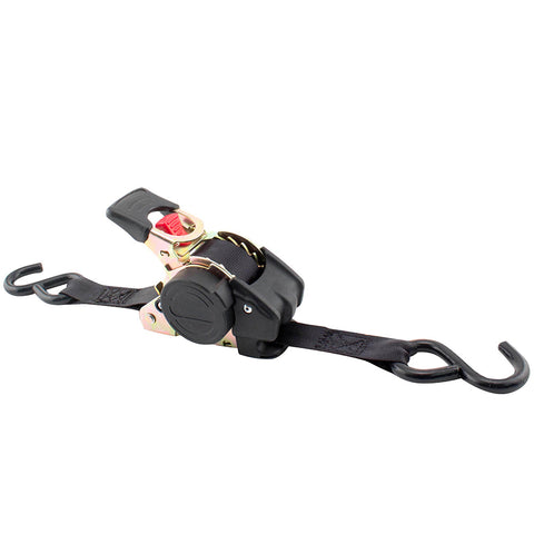 1"x10' 1,200 lb Re-Tractable Ratchet Tie Downs Black 2-Pack 34415